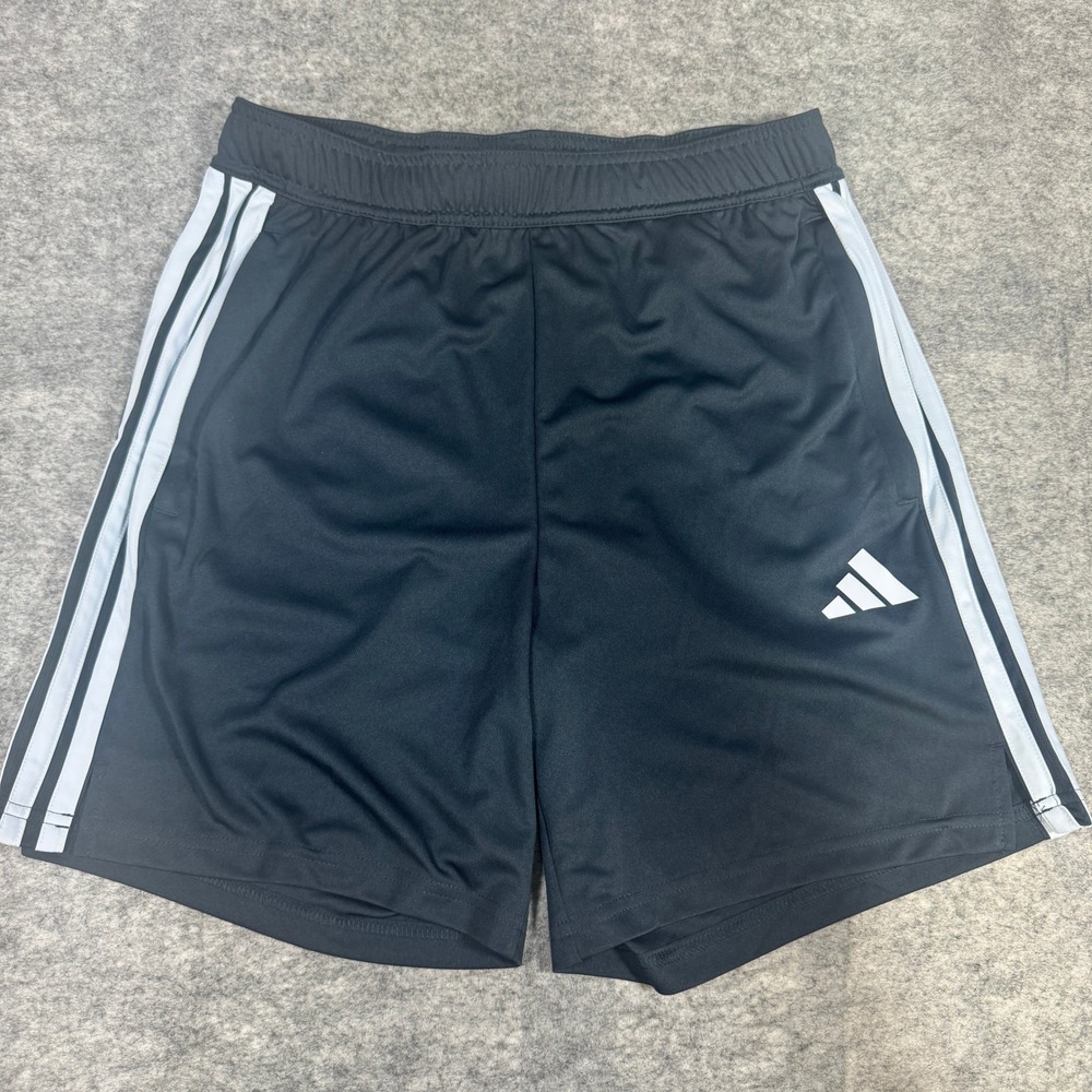 Adidas Mens Black 3-Stripe Athletic Soccer Shorts Size Medium 7 Inch Inseam